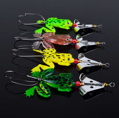 Lot 4pcs Rubber Frog Soft Fishing Lures Bass Bait Spinner Sinking 9cm 3-9/16inch