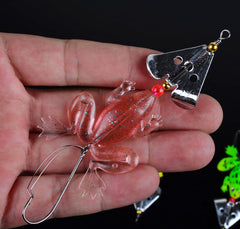 Lot 4pcs Rubber Frog Soft Fishing Lures Bass Bait Spinner Sinking 9cm 3-9/16inch